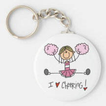 Pink Stick Figure Cheerleader T-shirts and Gifts Keychain