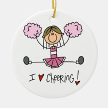 Pink Stick Figure Cheerleader T-shirts and Gifts Christmas Tree Ornament