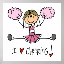Pink Stick Figure Cheerleader T-shirts and Gifts Posters