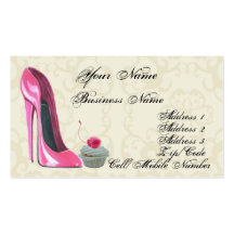 Pink Stiletto Shoe and Cupcake Business Card