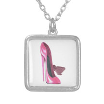 Pink Stiletto Shoes Art Custom Necklace
