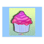 Pink Strawberry Frosted CUPCAKE POSTCARD