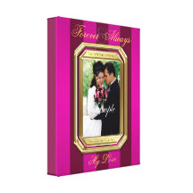Pink Stripe Gold Frame Forever Photo Canvas Print