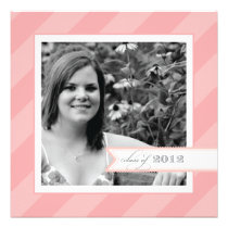 Pink Stripe Photo Graduation Announcement invitations