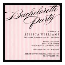 Pink Striped Bachelorette Party Custom Invitations