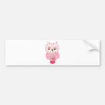 Pink Striped Owl Bumper Stickers