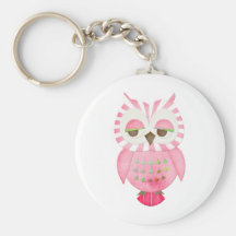 Pink Striped Owl Keychain