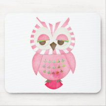 Pink Striped Owl Mouse Pads