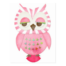 Pink Striped Owl Postcard