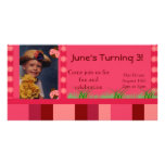Pink Striped Photo Card Invitation