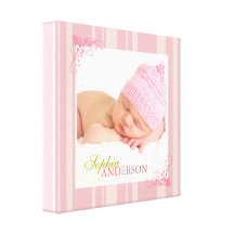 Pink Stripes Baby Girl Photo Wall Canvas Prints