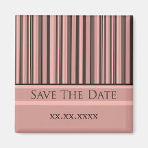 Pink Stripes Save The Date Fridge Magnets