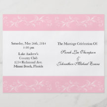 Pink Sweet Floral Wedding Programs Personalized Flyer