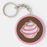 Pink Swirl Cupcake Keychain