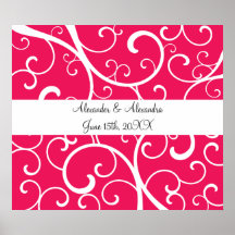Pink swirls wedding favours print