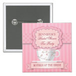 Pink Tea Party Bridal Shower Button