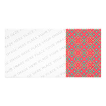 Pink Teal Geometric Pattern Photo Greeting Card