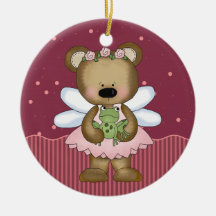 Pink Teddy Bear Fairy Princess Ornament