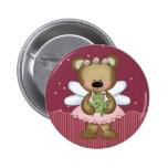 Pink Teddy Bear Fairy Princess Pin Back Buttons