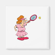Pink tennis Lady Refrigerator Magnet