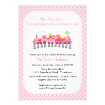 Pink Toy Train Baby Shower Personalized Announcement