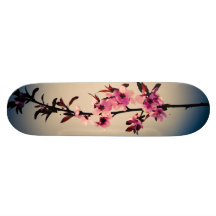 Pink tree flowers skate decks
