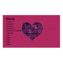 Pink trendy girly heart with purple material business card