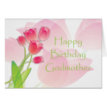 Pink Tulip Birthday Card for Godmother