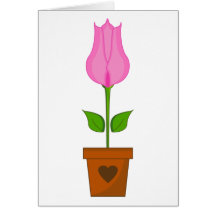 Pink Tulip in Plant Pot Card