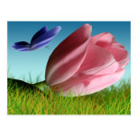Pink Tulip Purple Butterfly Spring Post Card