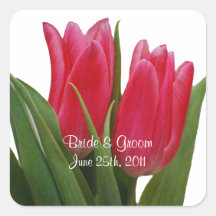 Pink Tulips Wedding Stickers