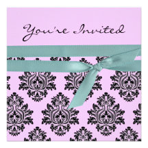 Pink & turquoise linen Twin baby shower invite