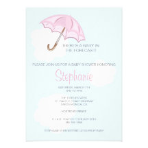 Pink Umbrella Baby Shower Invitation