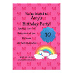 Pink unicorn birthday invitation