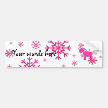 Pink unicorn pink snowflakes bumper stickers