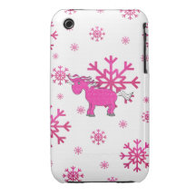 Pink unicorn pink snowflakes iPhone 3 Case-Mate case
