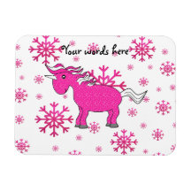 Pink unicorn pink snowflakes flexible magnets