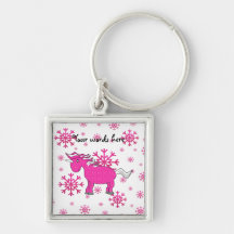 Pink unicorn pink snowflakes key chains