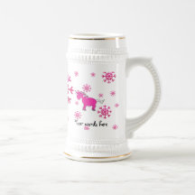 Pink unicorn pink snowflakes mugs