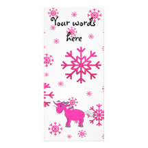 Pink unicorn pink snowflakes rack card template