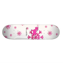 Pink unicorn pink snowflakes skateboard