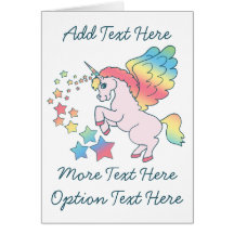 Pink Unicorn Rainbow Star Greeting Card