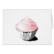 Pink vector cupcake template products greeting cards