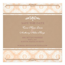 Pink victoria damask save the date card personalised announcement