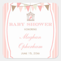 Pink vintage banners baby shower stickers