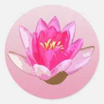 Pink Waterlily Round Sticker