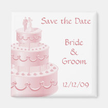 Pink Wedding Cake Save the Date Magnets magnets