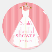 Pink Wedding Dress Bridal Shower Sticker