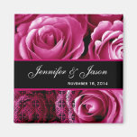 Pink Wedding Rose Bouquet with Lace Fridge Magnet