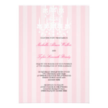 Pink & White Chandelier Stripes Invitation